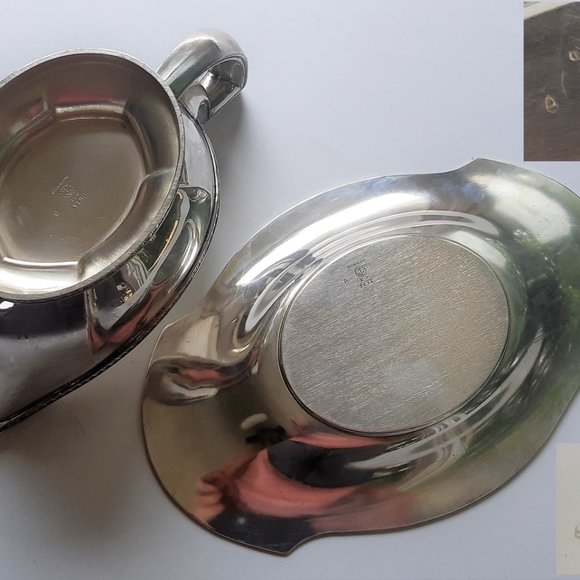 VTG Silverplate Sauce Gravy Boat with Underplate Gorham Georgian Design Art Deco - Picture 9 of 10
